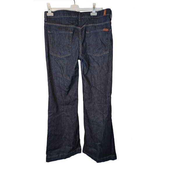 7 For All Mankind - Ginger Wide Leg  Dark Wash Jeans Size 32 - Picture 2 of 6